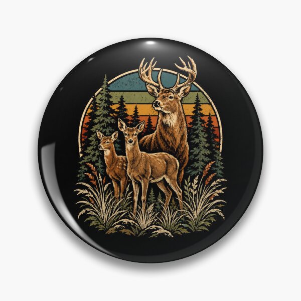 Item preview, Retro Deer Family Forest Wildlife Vintage Nature designed and sold by Moizento.