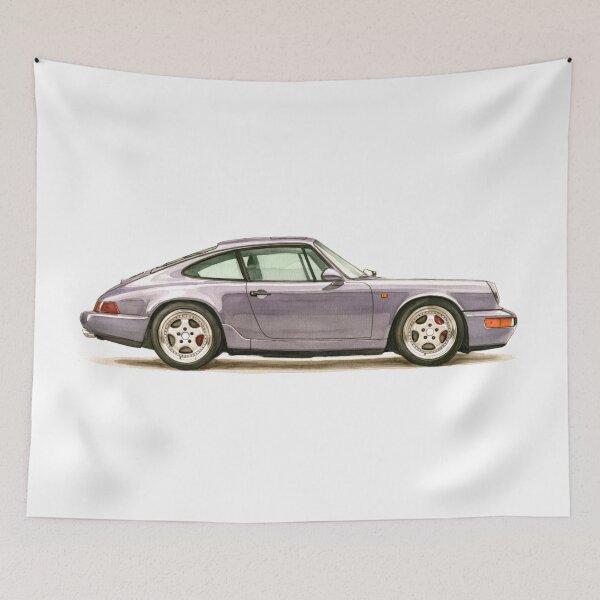 Item preview, Vintage Purple Porsche 911 964 Watercolor designed and sold by blackdogshop.