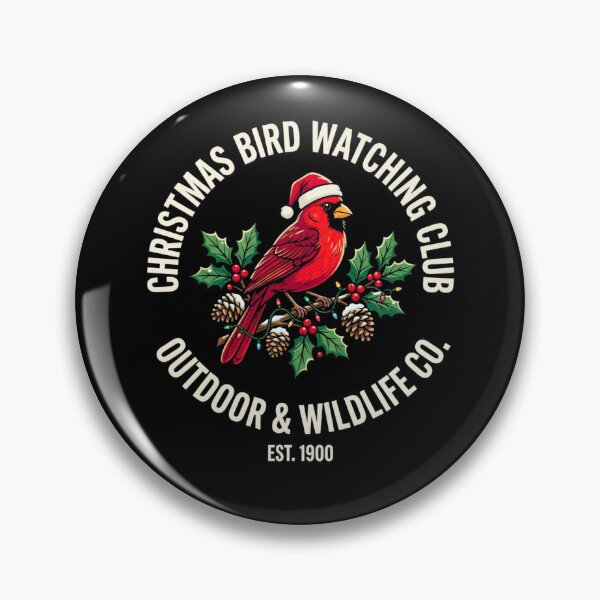 Item preview, Christmas Cardinal Bird Watching Club Red Bird Santa Hat Holly Berries Pinecones Winter Wildlife Nature Lover Birder Gift Holiday Design designed and sold by 519xdesign.