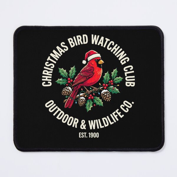 Item preview, Christmas Cardinal Bird Watching Club Red Bird Santa Hat Holly Berries Pinecones Winter Wildlife Nature Lover Birder Gift Holiday Design designed and sold by 519xdesign.