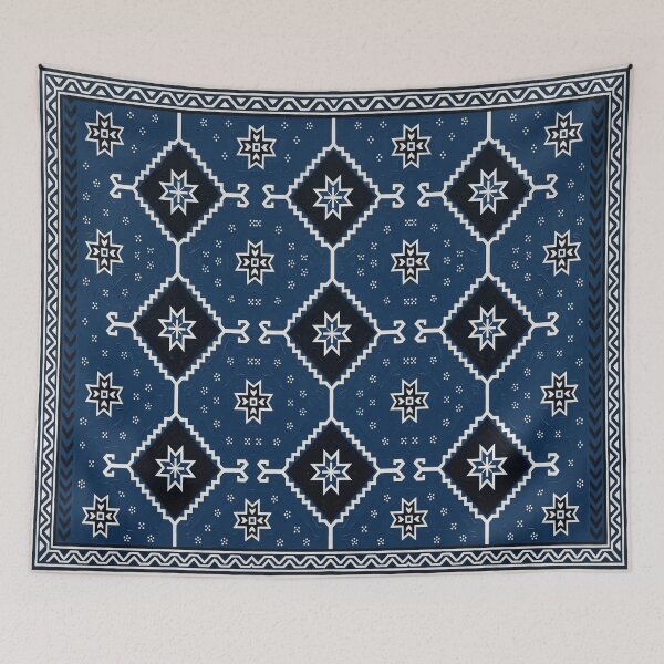 Item preview, Navy Blue Geometric Folk Art Boho Pattern designed and sold by arteresting-art.