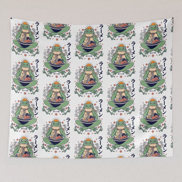 Item preview, Grumpy Frog Eating Ramen Vintage Poster Ramen Lover designed and sold by Redgiant87x.
