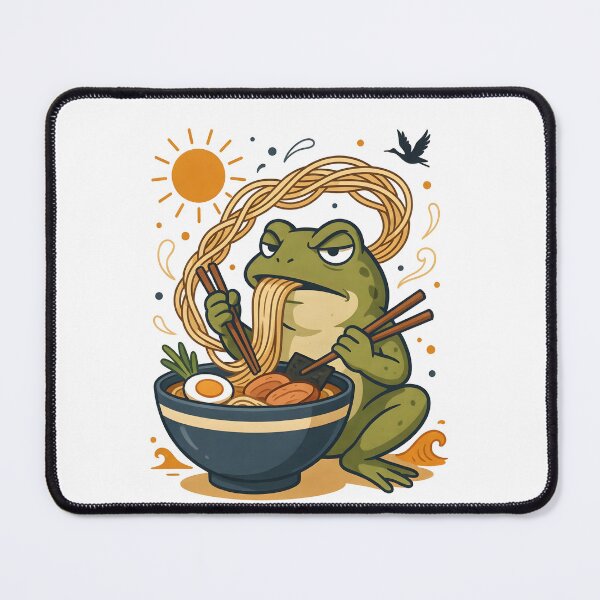 Item preview, Grumpy Frog Eating Ramen Japanese Art Retro Poster designed and sold by Redgiant87x.