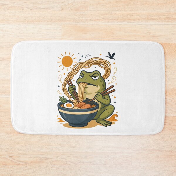 Item preview, Grumpy Frog Eating Ramen Japanese Art Retro Poster designed and sold by Redgiant87x.