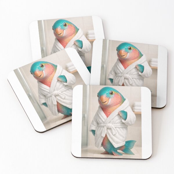 Item preview, Parrotfish White Bathrobe designed and sold by Sillytoe.