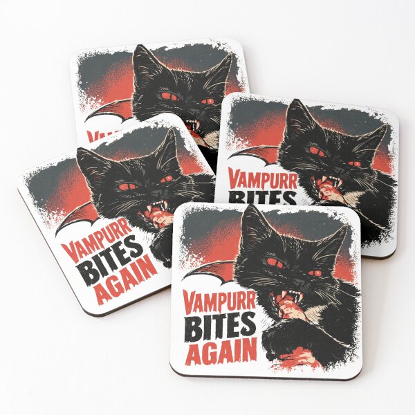 Aperçu de l'œuvre Vampurr mord à nouveau – Un dessin d'Halloween amusant pour les chats créée et vendue par AceEye.