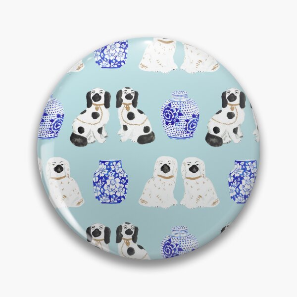 Item preview, Staffordshire Dogs + Ginger Jars in Ice Blue designed and sold by YesterdayColl.