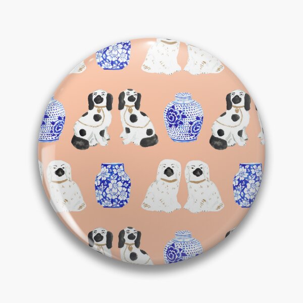 Item preview, Staffordshire Dogs + Ginger Jars in Peach designed and sold by YesterdayColl.
