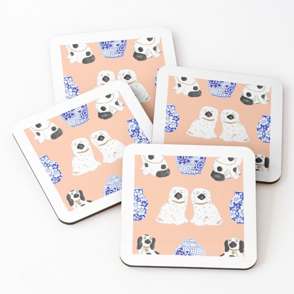 Item preview, Staffordshire Dogs + Ginger Jars in Peach designed and sold by YesterdayColl.
