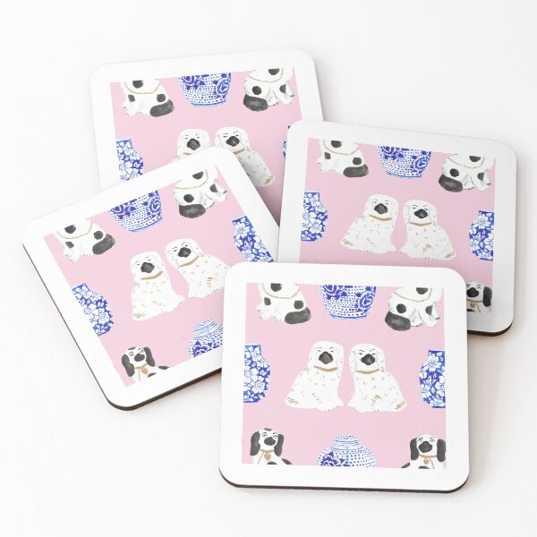 Item preview, Staffordshire Dogs + Ginger Jars in Light Pink designed and sold by YesterdayColl.