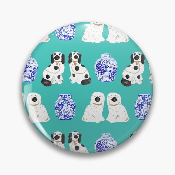 Item preview, Staffordshire Dogs + Ginger Jars in Jungle Green Teal designed and sold by YesterdayColl.