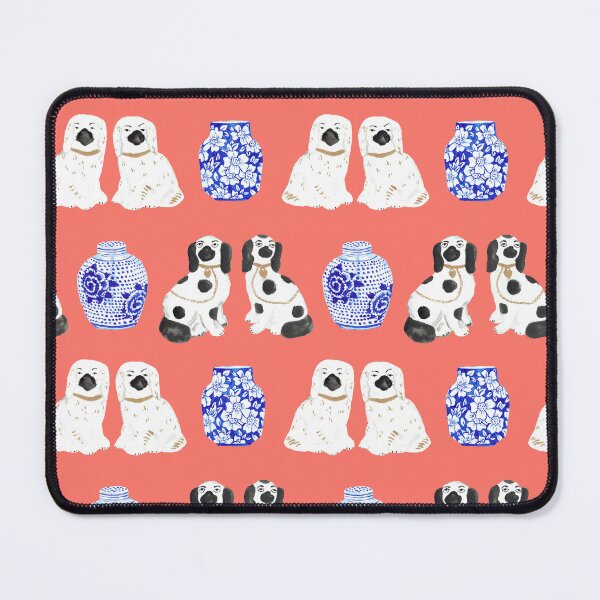 Item preview, Staffordshire Dogs + Ginger Jars in Neon Peach Coral designed and sold by YesterdayColl.