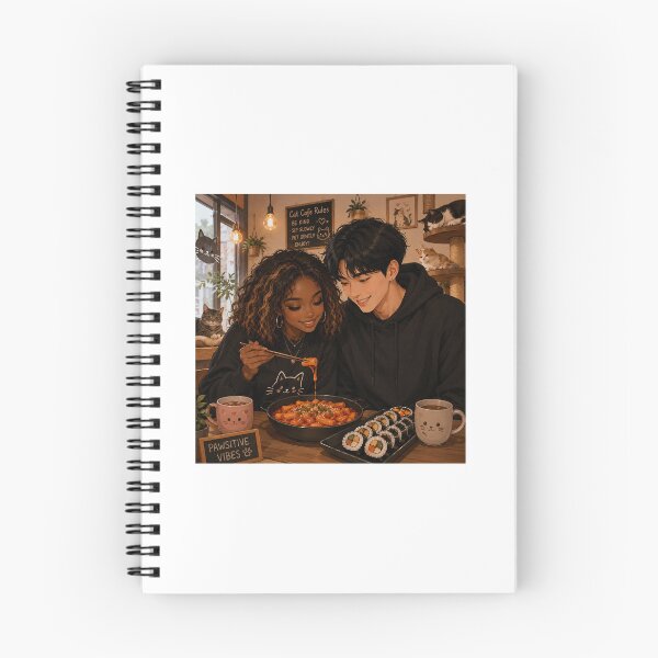 Item preview, Cute & Wholesome: "Pawsitive Vibes Cafe – Cute Couple & Cats Foodie Illustration" designed and sold by CChanDesigns.