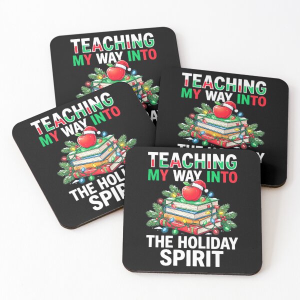 Item preview, Teaching My Way Into The Holiday Spirit Christmas Teacher Books Santa Hat Apple School Educator Holiday Gift Design designed and sold by 519xdesign.