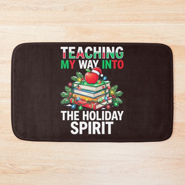 Item preview, Teaching My Way Into The Holiday Spirit Christmas Teacher Books Santa Hat Apple School Educator Holiday Gift Design designed and sold by 519xdesign.