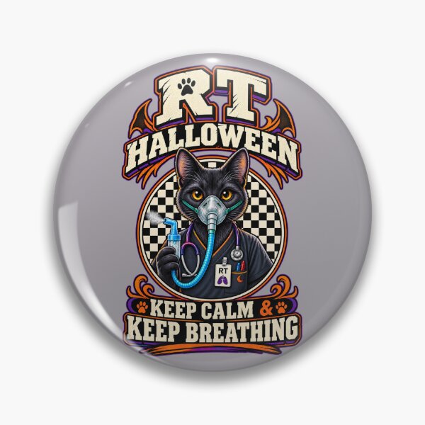 Item preview, Funny Black Cat Respiratory Therapist Halloween Checkerboard, RT Keep Calm & Keep Breathing, Respiratory Care Week Gift designed and sold by ClinicalHubs.