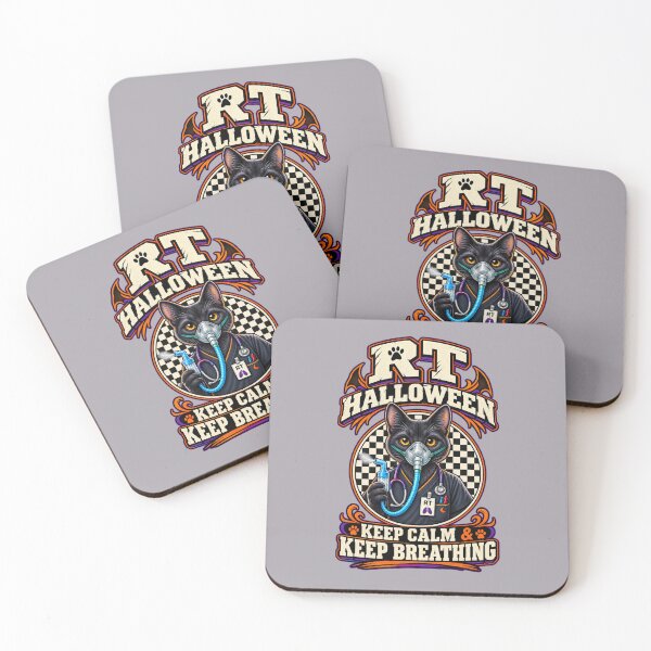 Item preview, Funny Black Cat Respiratory Therapist Halloween Checkerboard, RT Keep Calm & Keep Breathing, Respiratory Care Week Gift designed and sold by ClinicalHubs.