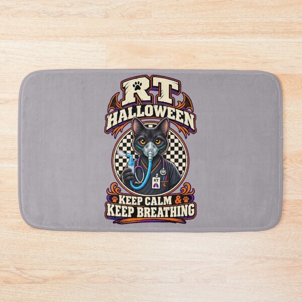 Item preview, Funny Black Cat Respiratory Therapist Halloween Checkerboard, RT Keep Calm & Keep Breathing, Respiratory Care Week Gift designed and sold by ClinicalHubs.