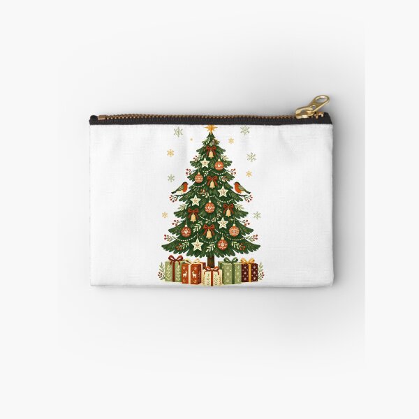 Item preview, Folk Art Christmas Tree Boho Winter Robins Retro Holiday designed and sold by DYAFLK.