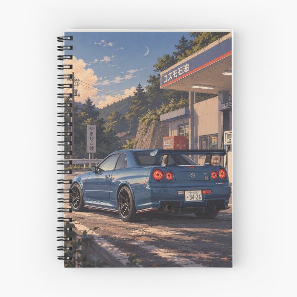 Item preview, Nissan Skyline GT-R R34 at gas station in rural Japanese mountains  designed and sold by ElusiveSound.
