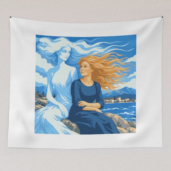 Item preview, The Sea Within Her Art, Adriatic Woman Print, Mediterranean Coastal Art, Feminine Blue Poster, Dreamy Seaside Decor designed and sold by Studio pod Burom.