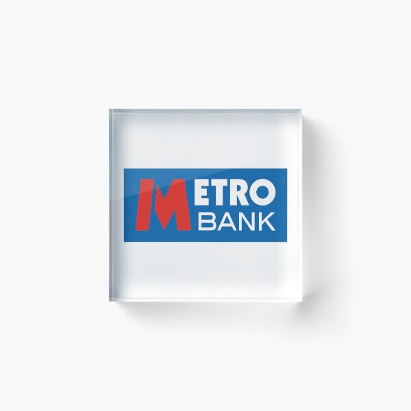 Item preview, Metro Bank logo icon on blue background designed and sold by Morganterip.