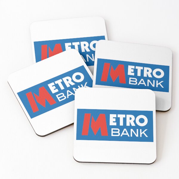 Item preview, Metro Bank logo icon on blue background designed and sold by Morganterip.