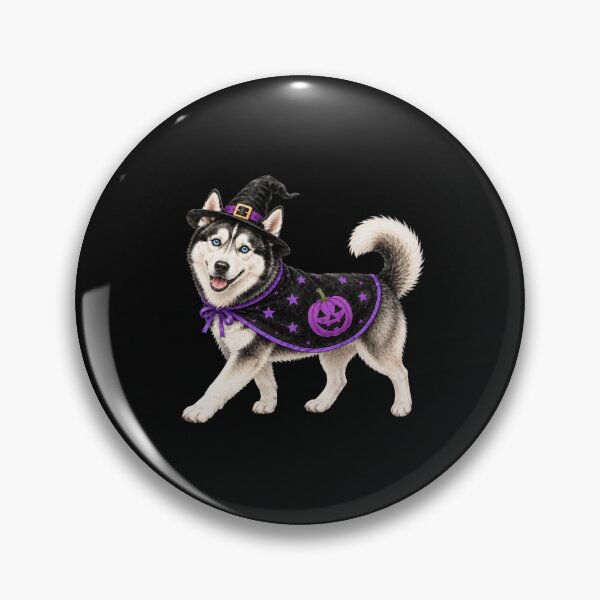 Item preview, Halloween Husky Witch Dog with Jack-O'-Lantern Cape designed and sold by hamadacolonel.