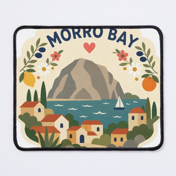 Item preview, Morro Bay USA Travel Souvenir Modern Folk Art designed and sold by VisualArtsOasis.