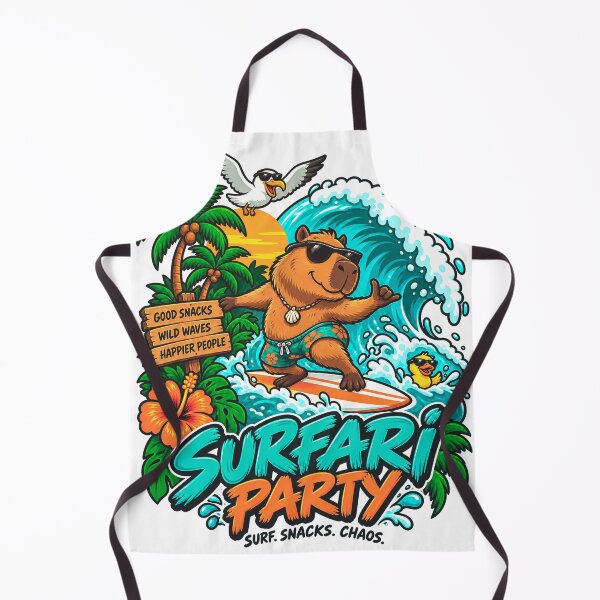 Item preview, Surfing Capybara Among Waves and Palm Trees designed and sold by MarlicShop.