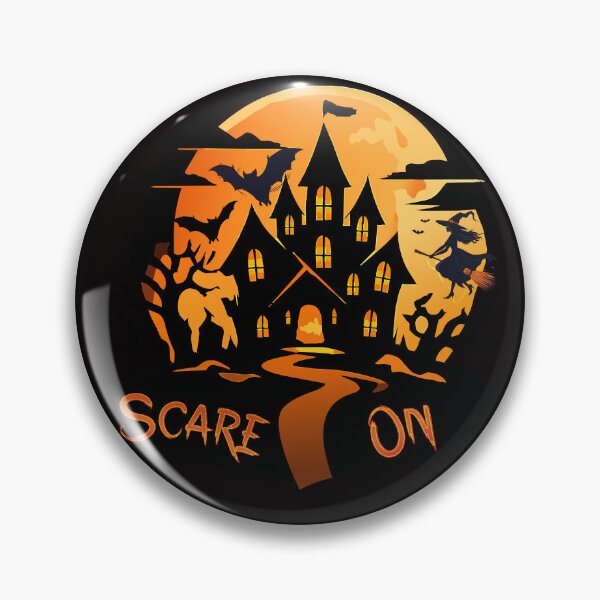 Item preview, Spooky Halloween cartoon illustration, haunted house "Scare On", designed and sold by Art-Horizon.