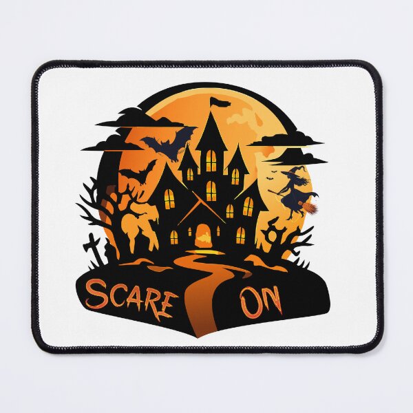 Item preview, Spooky Halloween cartoon illustration, haunted house "Scare On", designed and sold by Art-Horizon.