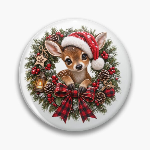 Item preview, Cute Christmas Baby Deer Holiday Wreath designed and sold by HippyRikky.