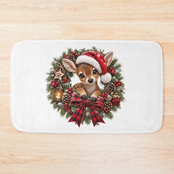 Item preview, Cute Christmas Baby Deer Holiday Wreath designed and sold by HippyRikky.