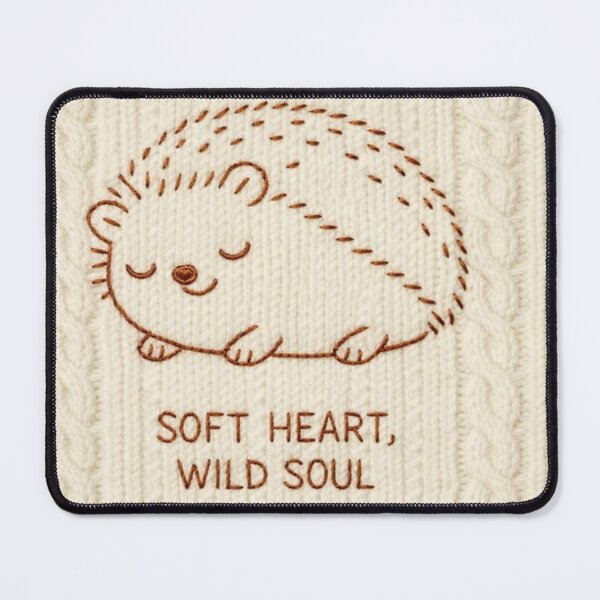 Item preview, "Soft Heart Wild Soul Hedgehog Sticker — Cute Embroidery Style Line Art" designed and sold by HOODYBUDSTYLES.