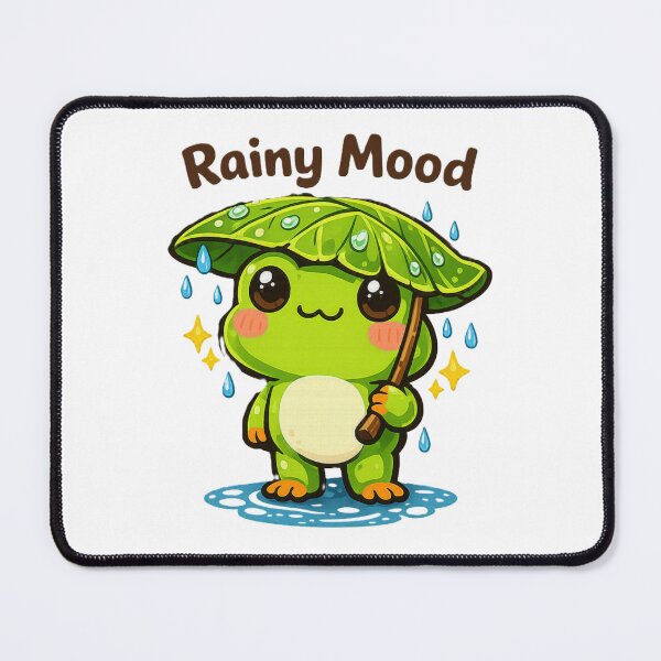 Item preview, Rainy Mood Frog – Cute Kawaii Leaf Umbrella Design designed and sold by Sarssal.