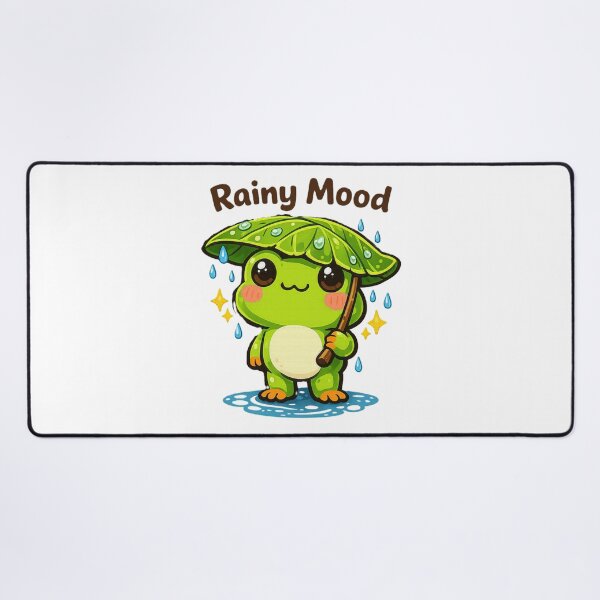 Item preview, Rainy Mood Frog – Cute Kawaii Leaf Umbrella Design designed and sold by Sarssal.