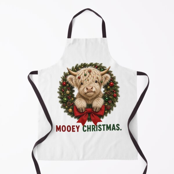 Item preview, Mooey Christmas Highland Cow Holiday Wreath designed and sold by HippyRikky.