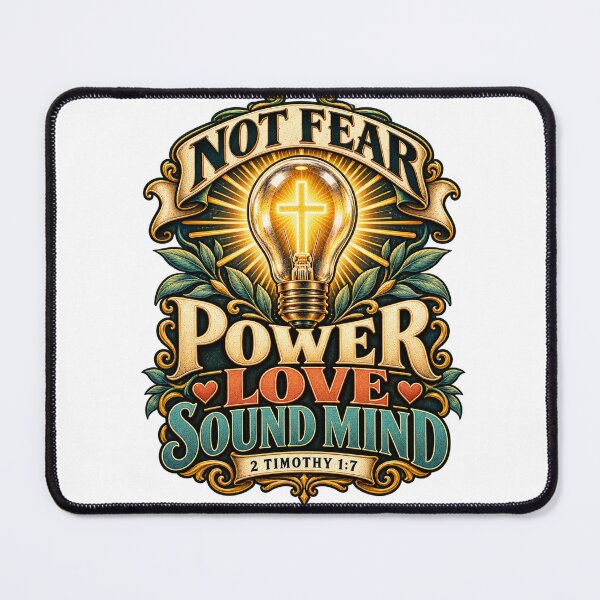 Item preview, 2 Timothy 1:7 – Power Love Sound Mind Christian Bible Verse designed and sold by FaithArt777.