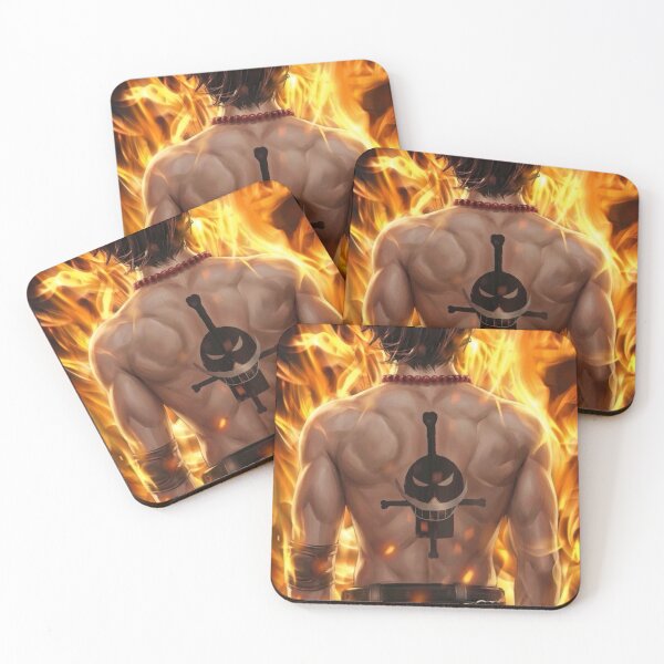 Item preview, Ace back view with Whitebeard tattoo surrounded by flames designed and sold by a1-x.