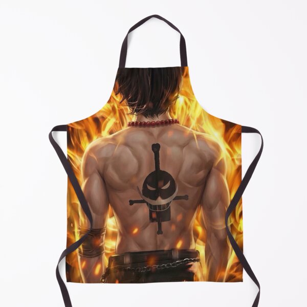 Item preview, Ace back view with Whitebeard tattoo surrounded by flames designed and sold by a1-x.