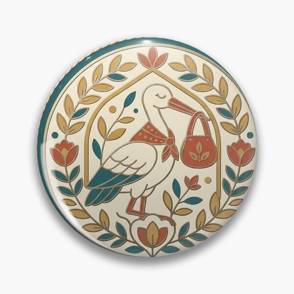 Item preview, Midwife Stork Enamel Badge designed and sold by eduardoroa22.