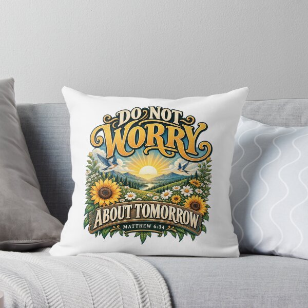 Item preview, Matthew 6:34 Do Not Worry About Tomorrow—Christian Bible Verse designed and sold by FaithArt777.