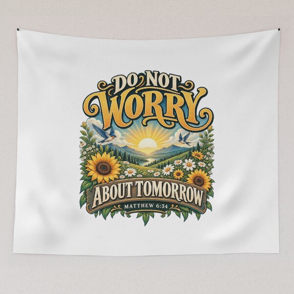 Item preview, Matthew 6:34 Do Not Worry About Tomorrow—Christian Bible Verse designed and sold by FaithArt777.