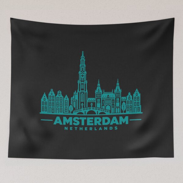 Item preview, Amsterdam Netherlands Line Art Skyline Poster designed and sold by CMYKStudio.