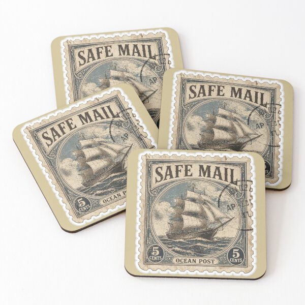 Item preview, Vintage Safe Mail Ocean Post Stamp designed and sold by MargaretPolanco.