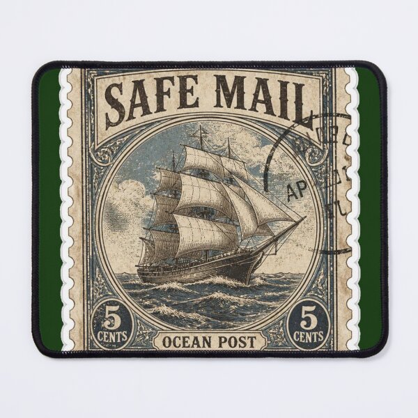 Item preview, Vintage Safe Mail Ocean Post Stamp designed and sold by MargaretPolanco.
