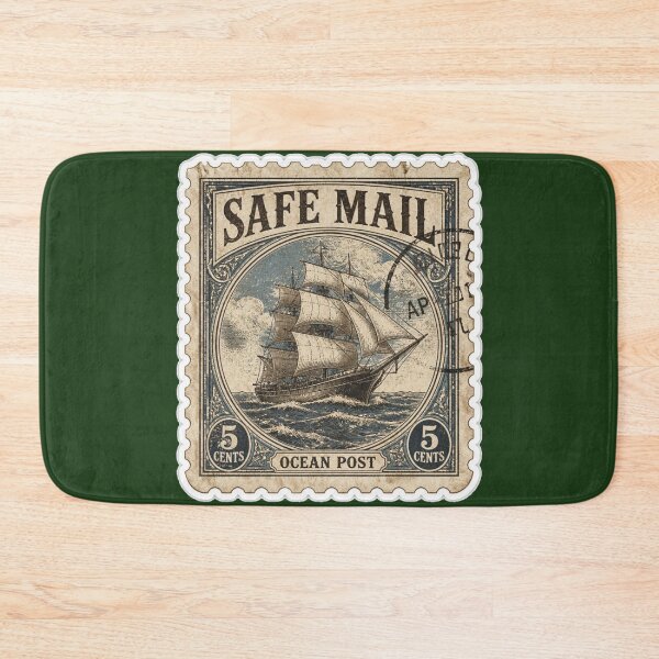 Item preview, Vintage Safe Mail Ocean Post Stamp designed and sold by MargaretPolanco.