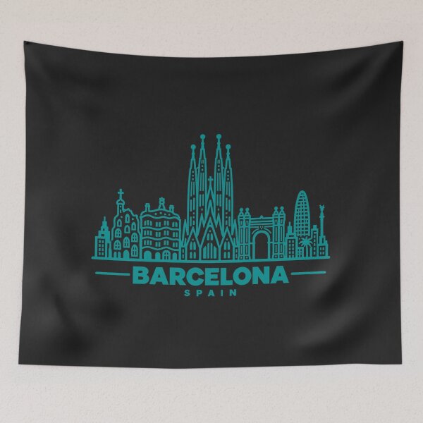 Item preview, Barcelona Spain Line Art Skyline Poster designed and sold by CMYKStudio.