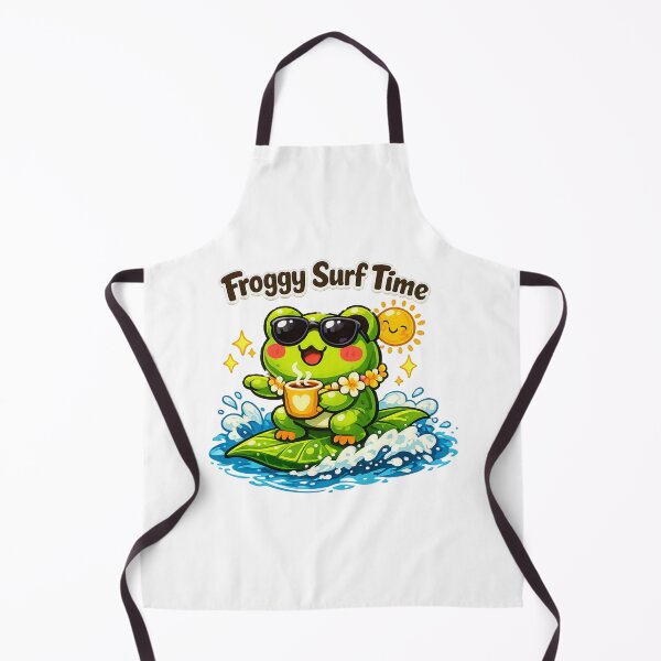 Item preview, Froggy Surf Time – Cute Kawaii Leaf Surfing Beach Frog designed and sold by Sarssal.